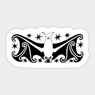 Art Deco Halloween Flying Bat and Starry Sky Sticker